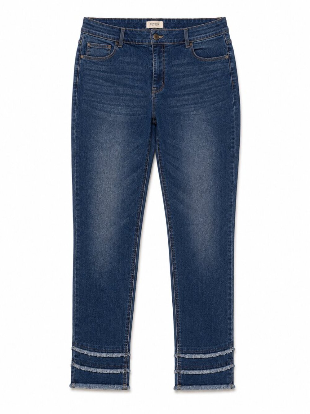 NWT  Denim Cropped Jeans Size 16 Raw Hem Frayed Detail Stretch Mid Rise plus - Picture 2 of 7